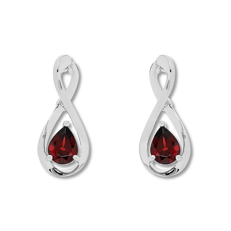 Garnet Infinity Earrings Sterling Silver