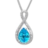 Thumbnail Image 0 of Blue Topaz Necklace 1/10 ct tw Diamonds Sterling Silver