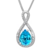 Thumbnail Image 1 of Blue Topaz Necklace 1/10 ct tw Diamonds Sterling Silver