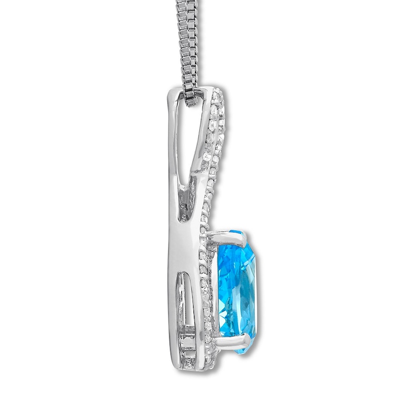 Blue Topaz Necklace 1/10 ct tw Diamonds Sterling Silver