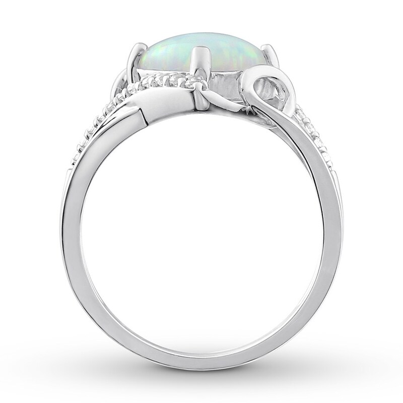 Lab-Created Opal/Lab-Created White Sapphire Ring St. Silver