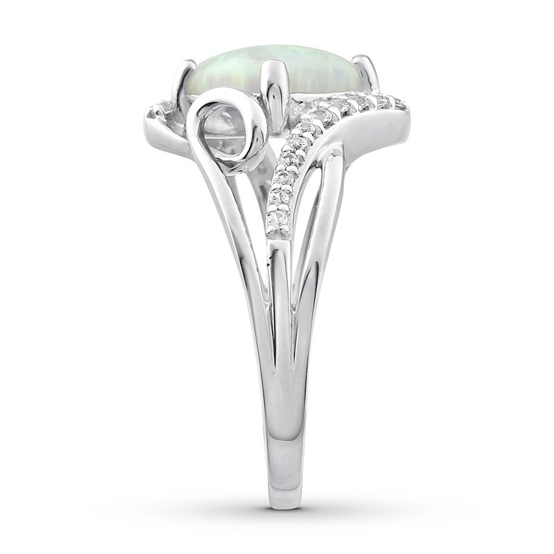 Lab-Created Opal/Lab-Created White Sapphire Ring St. Silver