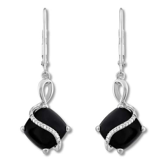 Onyx and Silver for Women/'s Hanging Earrings