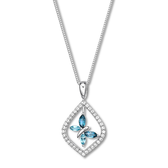 Convertible Butterfly Necklace Blue Topaz Sterling Silver