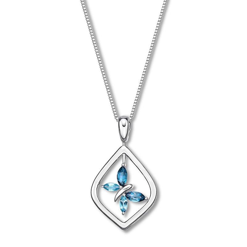 Main Image 2 of Convertible Butterfly Necklace Blue Topaz Sterling Silver