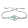 Thumbnail Image 1 of Aquamarine Bolo Bracelet Lab-Created Sapphires Sterling Silver