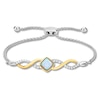 Thumbnail Image 1 of Lab-Created Opal Bolo Bracelet Sterling Silver/10K Yellow Gold