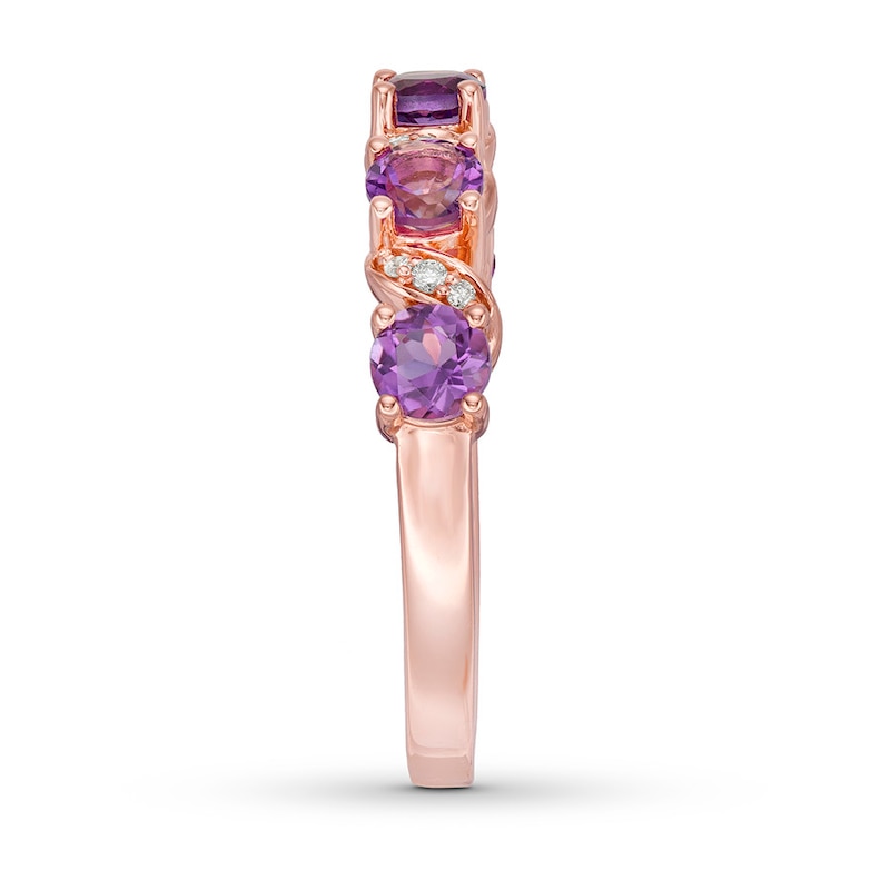 Main Image 3 of Le Vian Amethyst & Diamond Ring 14K Strawberry Gold