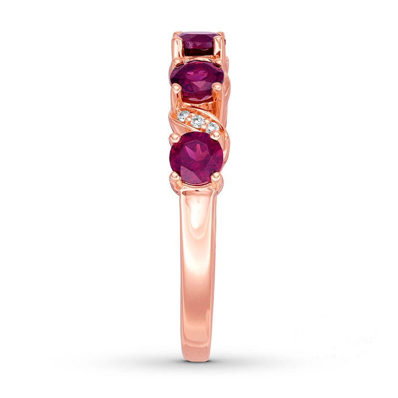 Main Image 3 of Le Vian Rhodolite Garnet Ring with Diamonds 14K Strawberry Gold