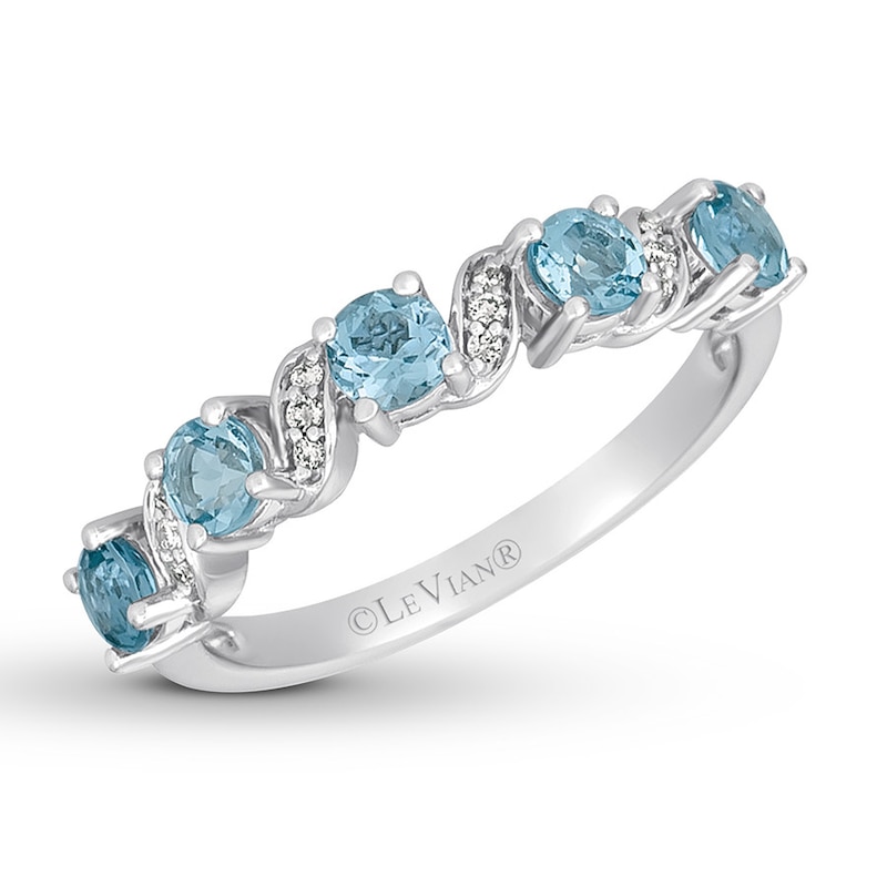 Main Image 1 of Le Vian Aquamarine Ring with Diamonds 14K Vanilla Gold