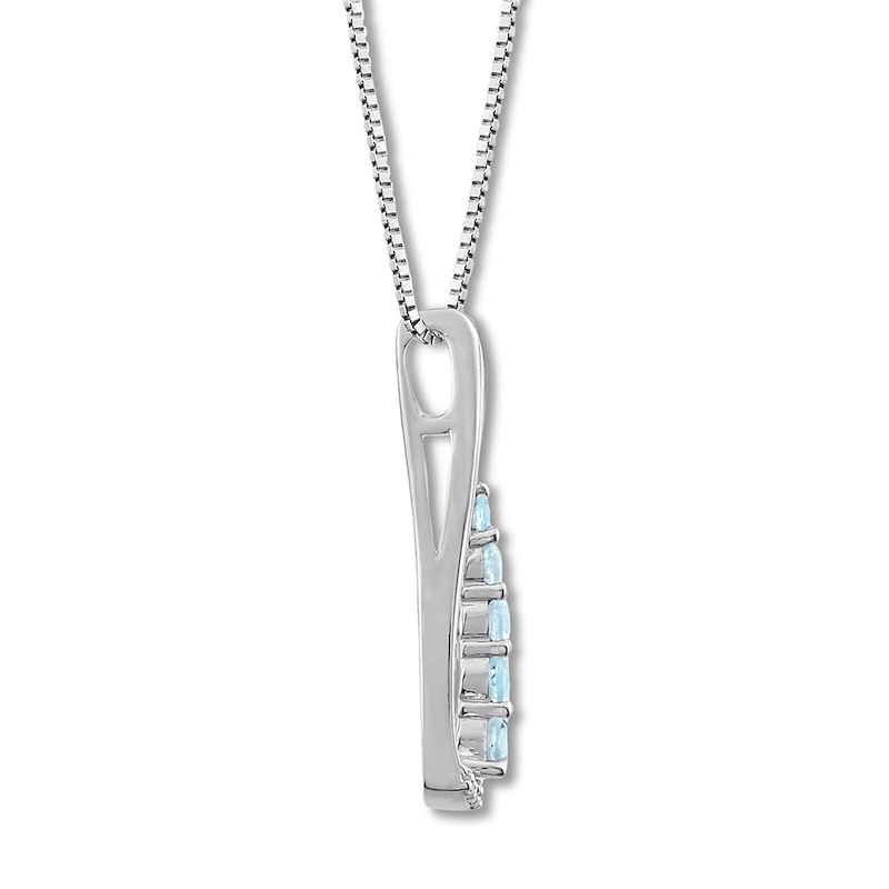 Aquamarine Necklace with Diamonds Sterling Silver