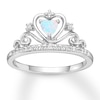 Lab-Created Pink Opal Crown Ring Sterling Silver