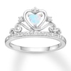 Thumbnail Image 1 of Lab-Created Pink Opal Crown Ring Sterling Silver