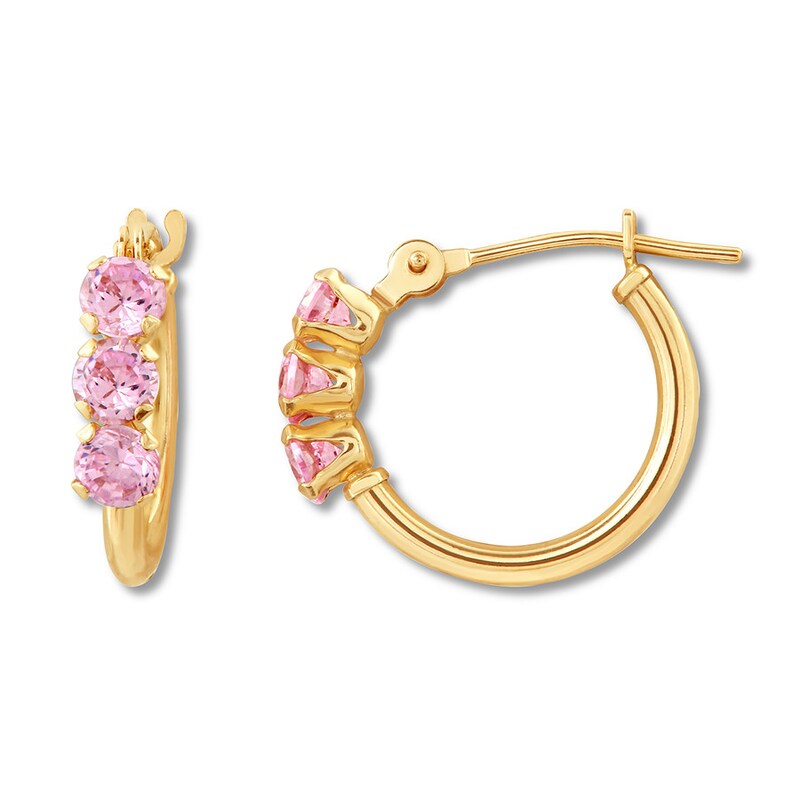 Sonia Jewels 14k Yellow Gold Earrings Triple Cubic Zirconia CZ Huggie Hoop Sonia Jewels 14k Yellow Gold Earrings Triple Cubic Zirconia CZ Huggie Hoop