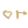 Thumbnail Image 1 of Children's Heart Earrings Cubic Zirconia 14K Yellow Gold