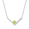 Thumbnail Image 1 of Peridot Chevron Necklace White Topaz Sterling Silver