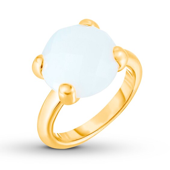 Kay White Agate Ring Bronze/14K Yellow Gold-Plated - Size 7
