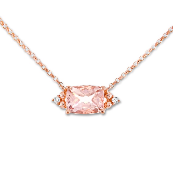 Kay Morganite Necklace with Diamond Accents 10K Rose Gold
