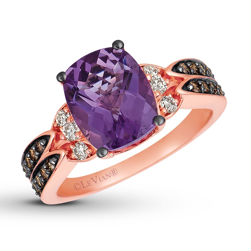 Le Vian Amethyst Ring 3/8 ct tw Diamonds 14K Strawberry Gold