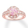 Thumbnail Image 0 of Lab-Created Pink Opal Ring 1/4 ct tw Diamonds 10K Rose Gold