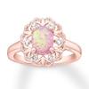 Lab-Created Pink Opal Ring 1/6 ct tw Diamonds 10K Rose Gold
