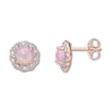 Thumbnail Image 0 of Lab-Created Pink Opal Earrings 1/10 cttw Diamonds 10K Rose Gold