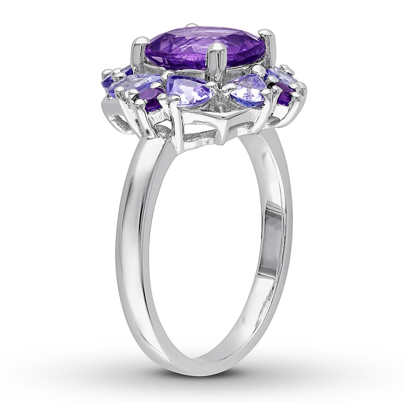 Amethyst & Tanzanite Ring Sterling Silver