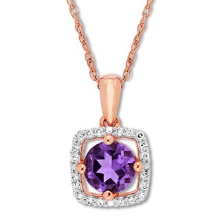 14K Yellow Gold Amethyst and Pink Sapphire Gemset Necklace, Petite