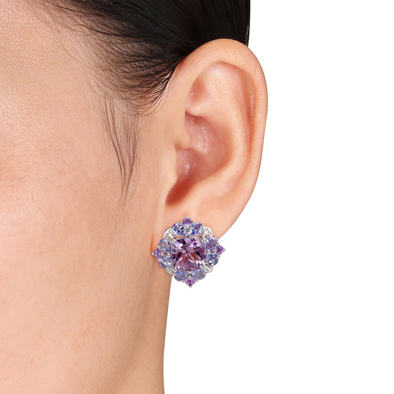 Main Image 2 of Amethyst & Tanzanite Earrings Sterling Silver