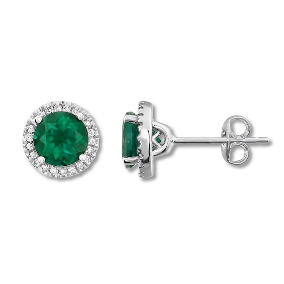 Kay Lab-Created Emerald Earrings Sterling Silver