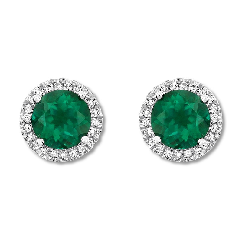 Lab-Created Emerald Earrings Sterling Silver