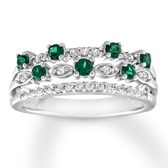 Kay Lab-Created Emerald/Lab-Created Sapphire Ring Sterling Silver