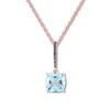 Thumbnail Image 1 of Blue Topaz & Black Diamond Necklace 10K Rose Gold