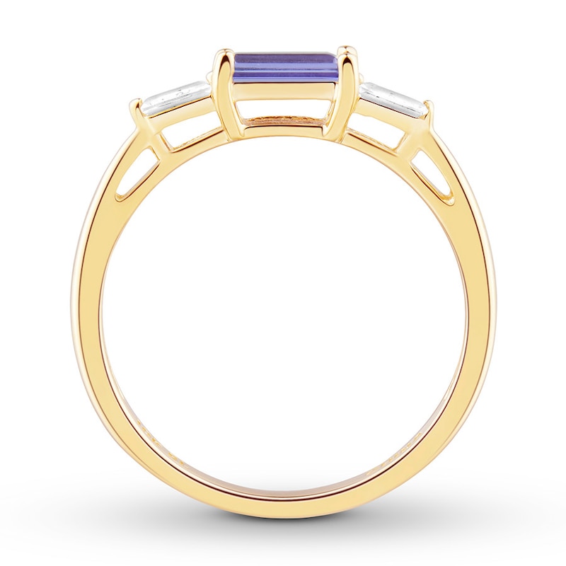 Tanzanite Ring White Topaz 10K Yellow Gold