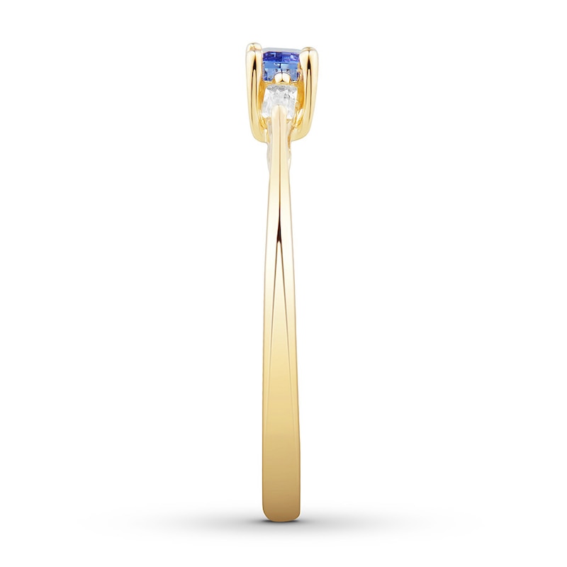 Tanzanite Ring White Topaz 10K Yellow Gold