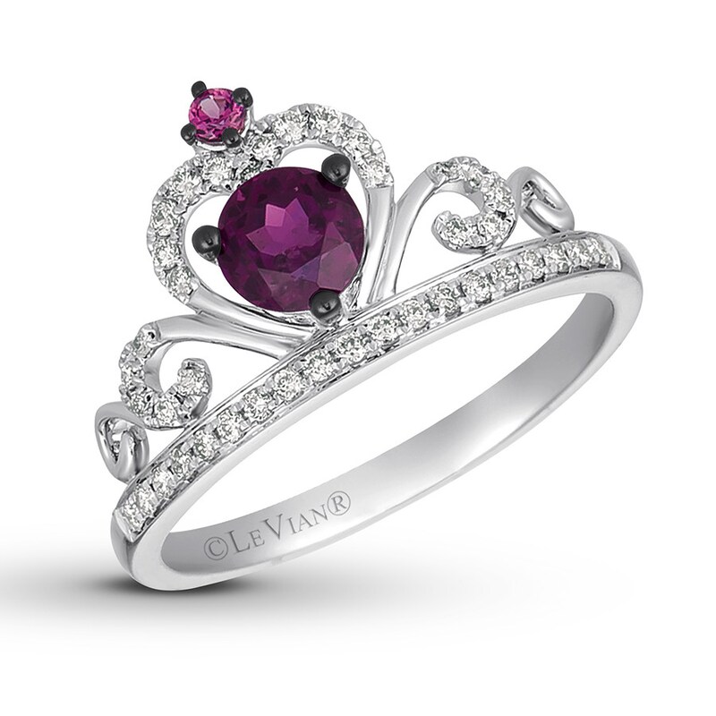 Le Vian Rhodolite Garnet Crown Ring 1/6 ct tw Diamonds 14K Gold