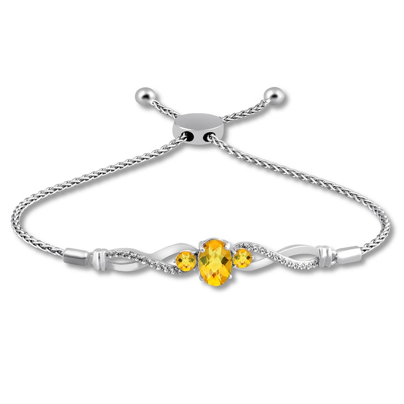 Main Image 1 of Citrine Bolo Bracelet Lab-Created Sapphires Sterling Silver