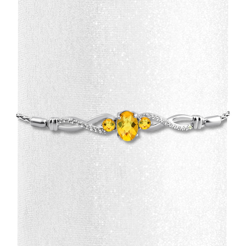 Main Image 2 of Citrine Bolo Bracelet Lab-Created Sapphires Sterling Silver