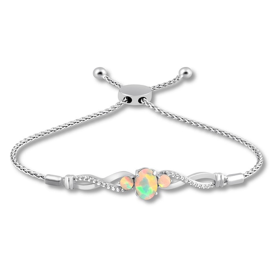 Lab-Created Opal Bolo Bracelet Sterling Silver