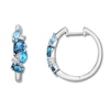 Thumbnail Image 1 of Vibrant Shades Blue & White Topaz Hoop Earrings Sterling Silver