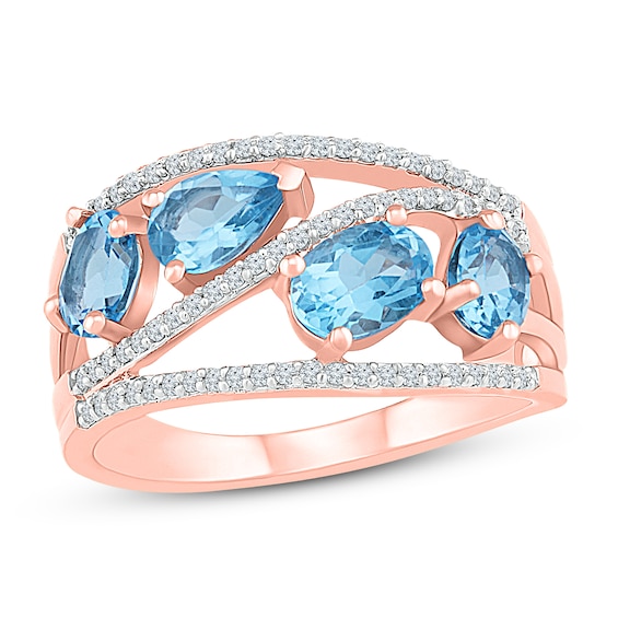 Kay Blue Topaz Ring 1/5 ct tw Diamonds 10K Rose Gold