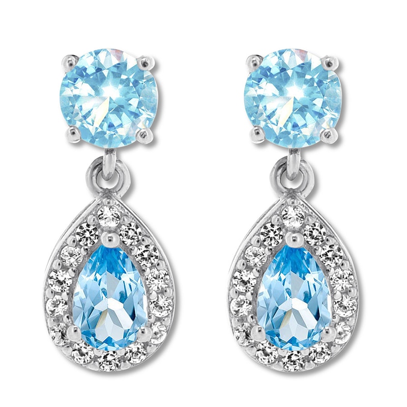 Main Image 1 of Blue & White Topaz Earrings Sterling Silver