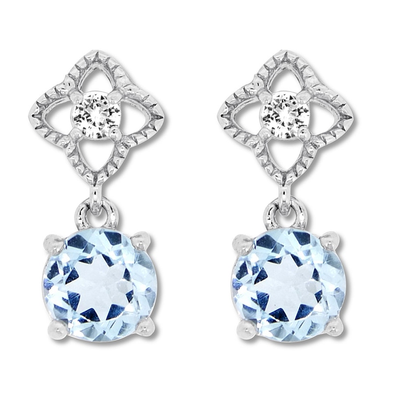 Blue & White Topaz Earrings Sterling Silver