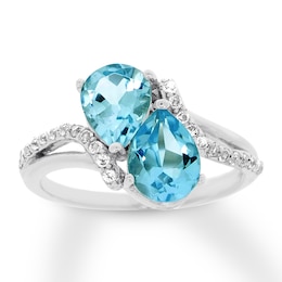 Blue & White Topaz Ring Sterling Silver