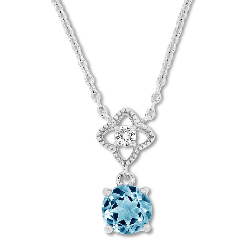 Blue & White Topaz Necklace Sterling Silver