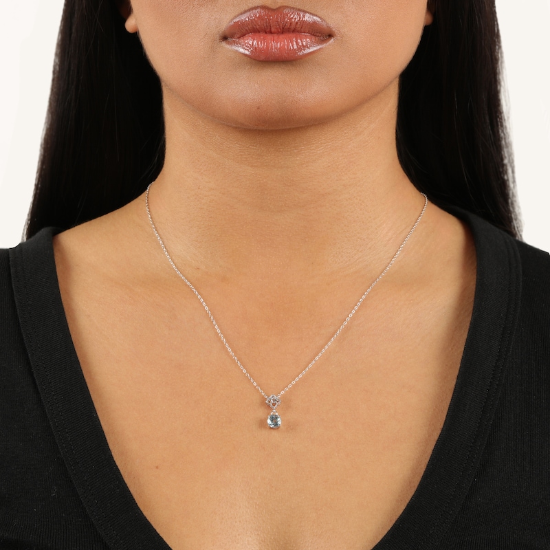 Main Image 2 of Blue & White Topaz Necklace Sterling Silver