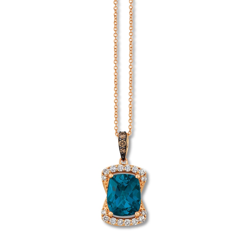 Main Image 1 of Le Vian Blue Topaz Necklace 1/3 ct tw Diamonds 14K Gold
