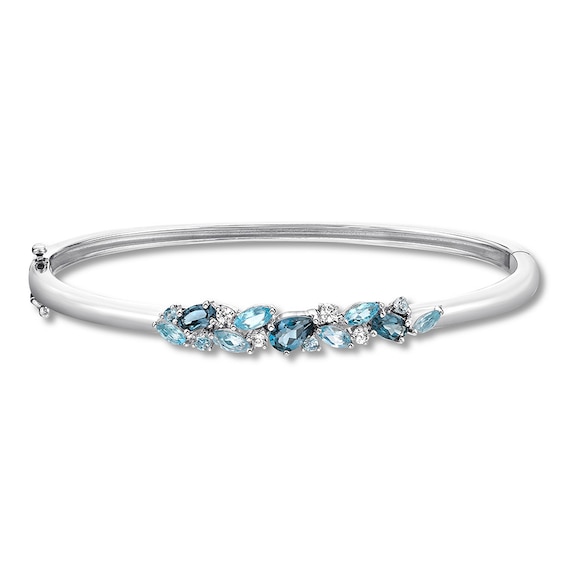 Vibrant Shades Blue & White Topaz Bangle Bracelet Sterling Silver | Kay