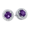 Thumbnail Image 0 of Amethyst Earrings Lab-Created White Sapphires Sterling Silver