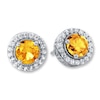 Thumbnail Image 0 of Citrine Earrings Lab-Created White Sapphires Sterling Silver